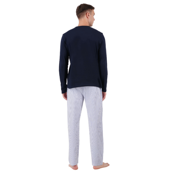 Men’s Cotton Nightwear Set (Navy Blue) - Image 2
