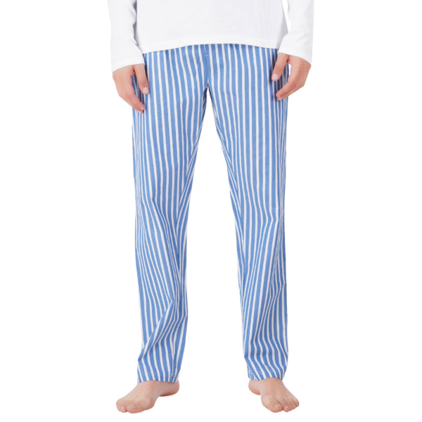 Men’s Cotton Nightwear Set (White & Blue) - Image 4